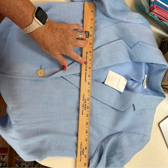 Talbots Petite Cornflower Blue linen fully lined blazer/Jacket. Size 10 - Picture 4 of 4